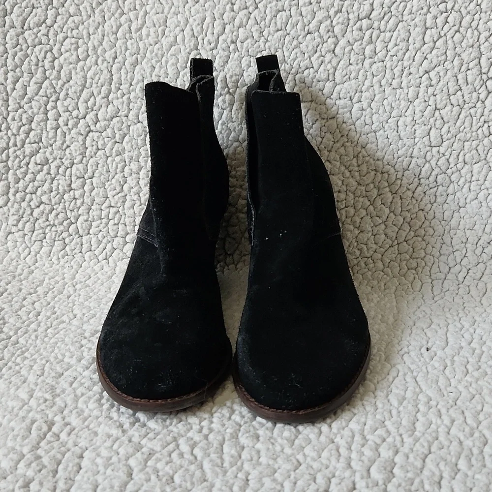 Lucky Brand genuine leather stacked wooden wedge heel boots